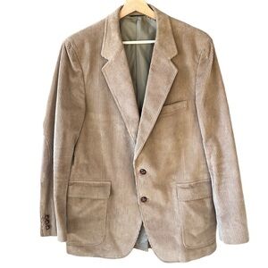 Jordache Men’s 42L Tan Corduroy Sports Coat Jacket Blazer Elbow Patch Bohemian